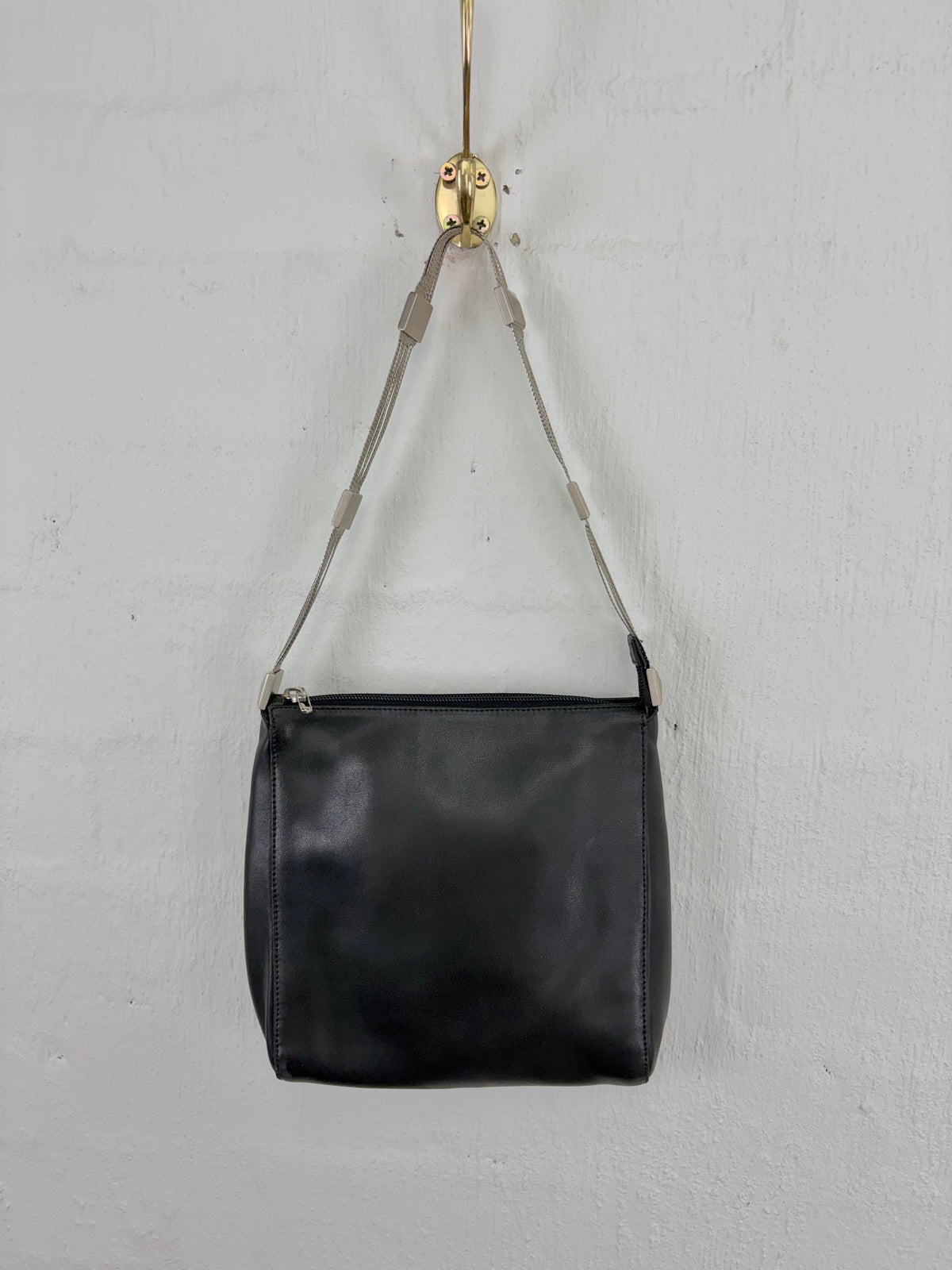 Vintage 90s Gianni Versace Multi Strand Medusa Stud Embellished Black Shoulder Bag