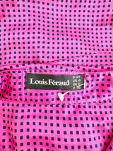 Vintage Louis Feraud Hot Pink Square Pattern Silky Blouse - AU6/8