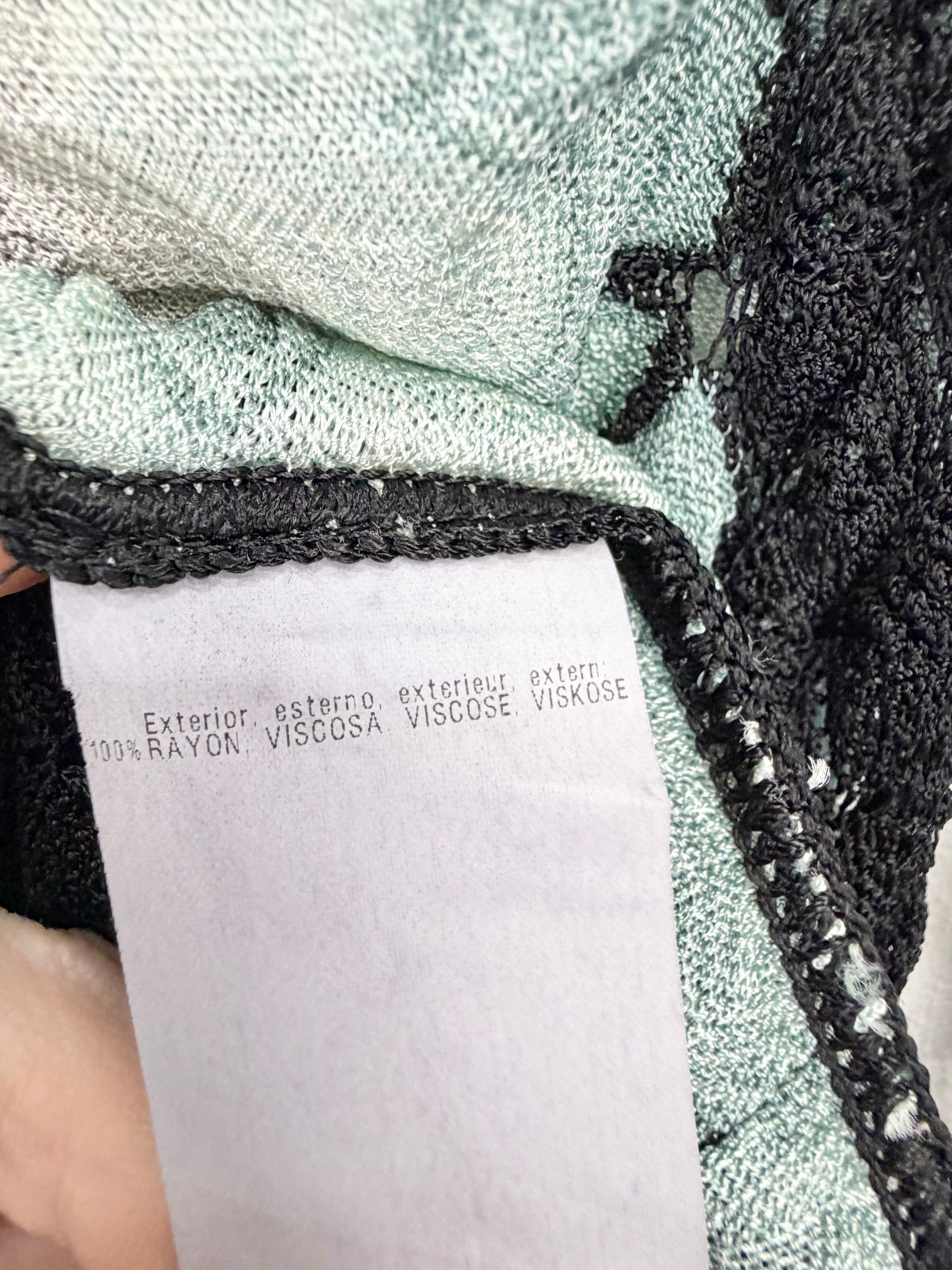 Missoni Blue Taupe Cream & Black Lungo Zig Zag Cardigan - AU12/14