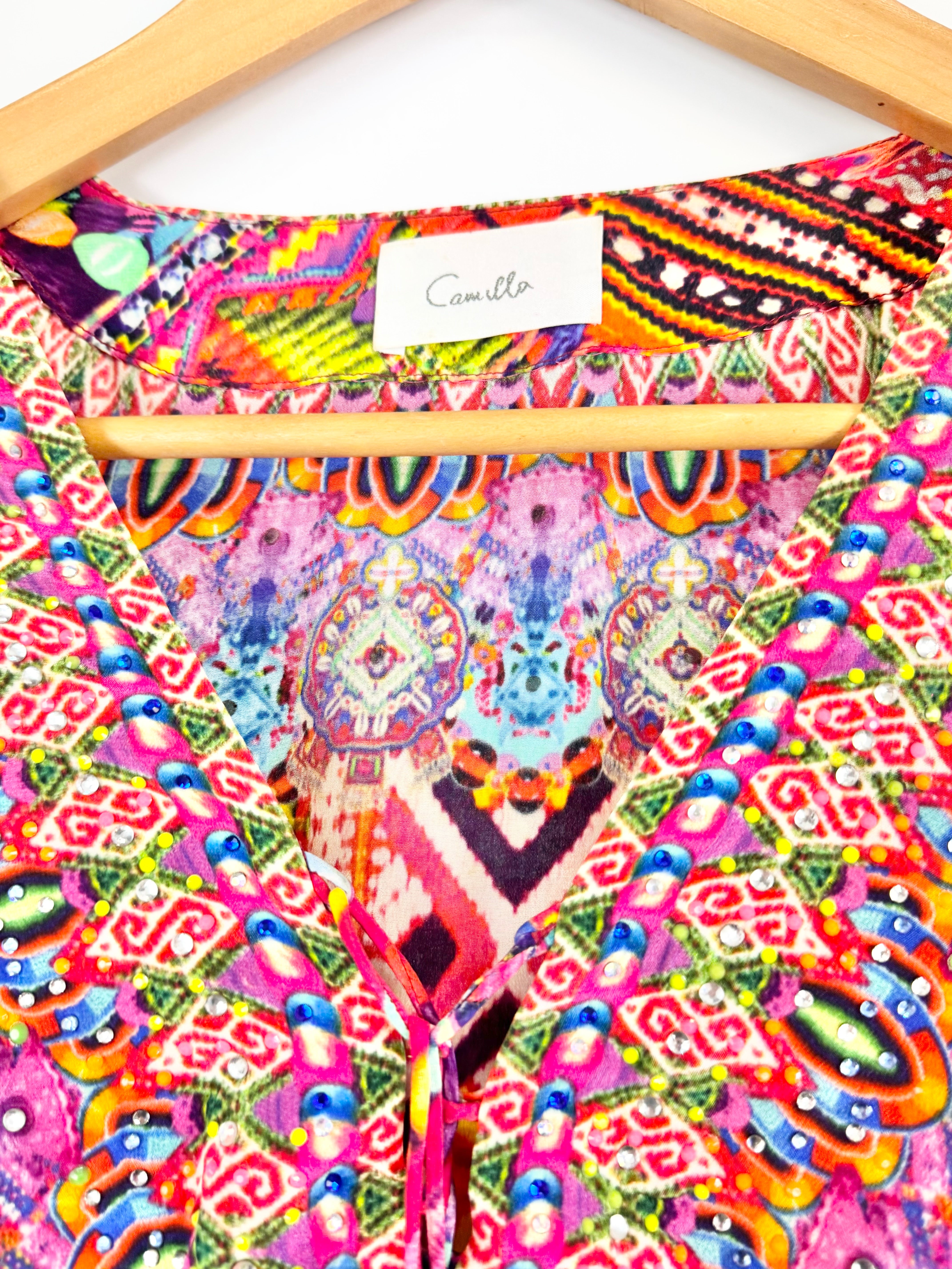 MFW Camilla Orange Silk Bejewelled Kaftan - AU8/10