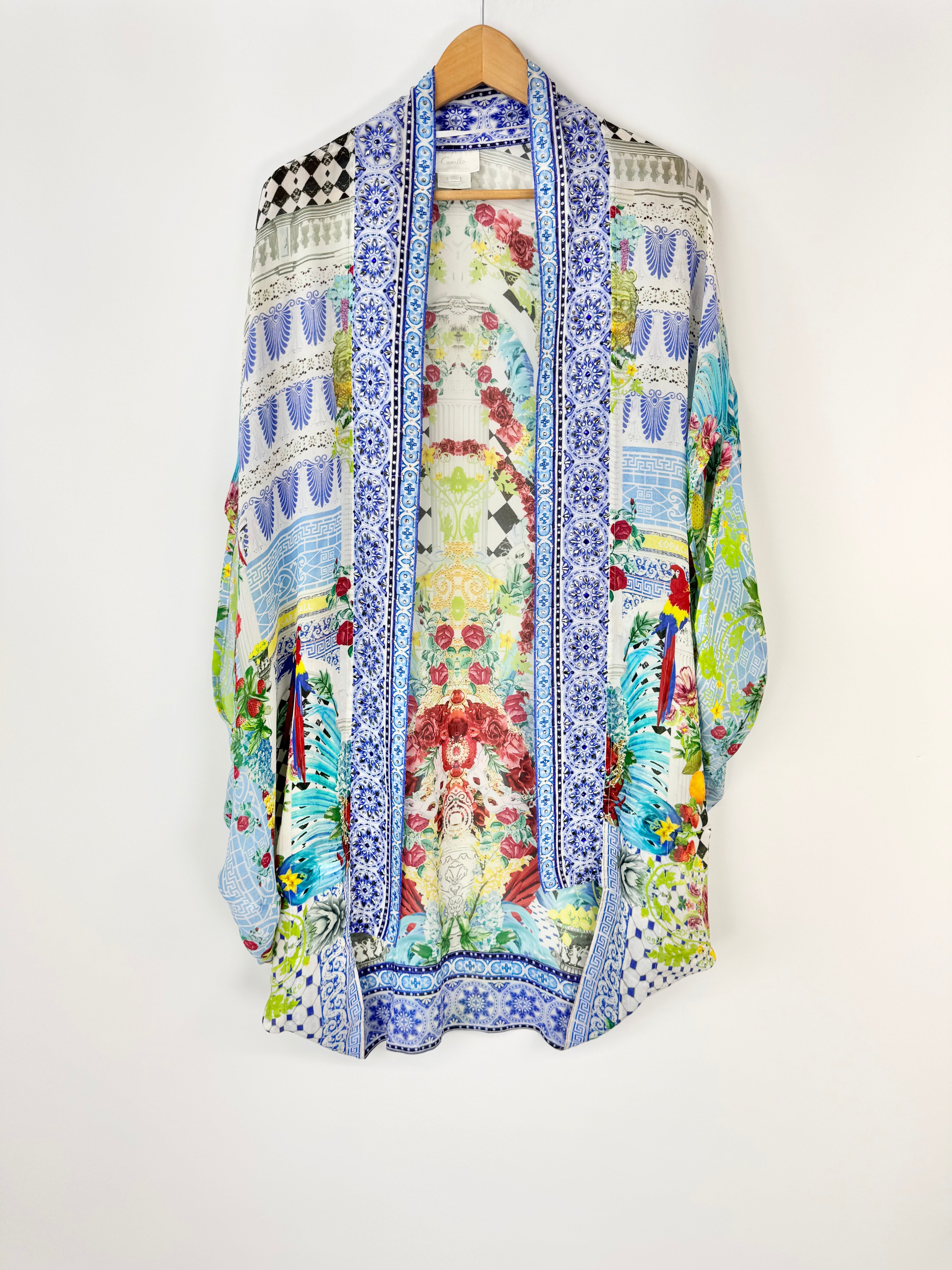 Camilla 'Masking Madness' Silk Open Front Cardi Cape - OSFA