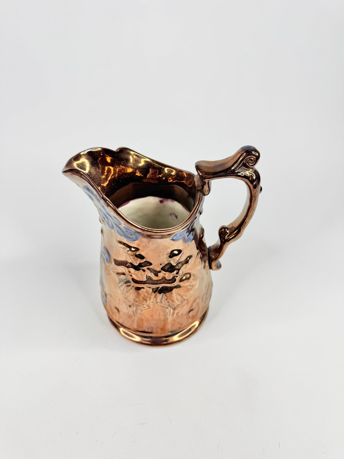 Vintage Copper Lustre Pitcher With Dancing Ballerinas