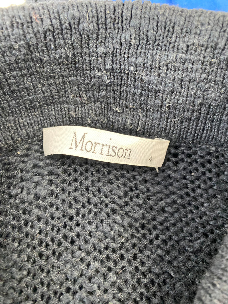 Morrison Midnight Blue Cotton Knitted Button Up T-Shirt - AU10/12
