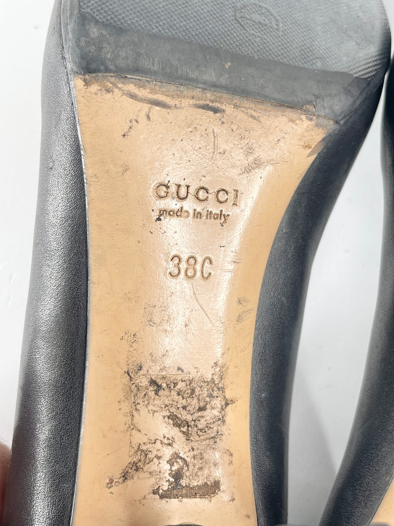 Gucci Black Leather 'GG' Pumps - EU38