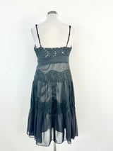 George Ermis Black Lace 7 Sequin Cocktail Dress - AU14