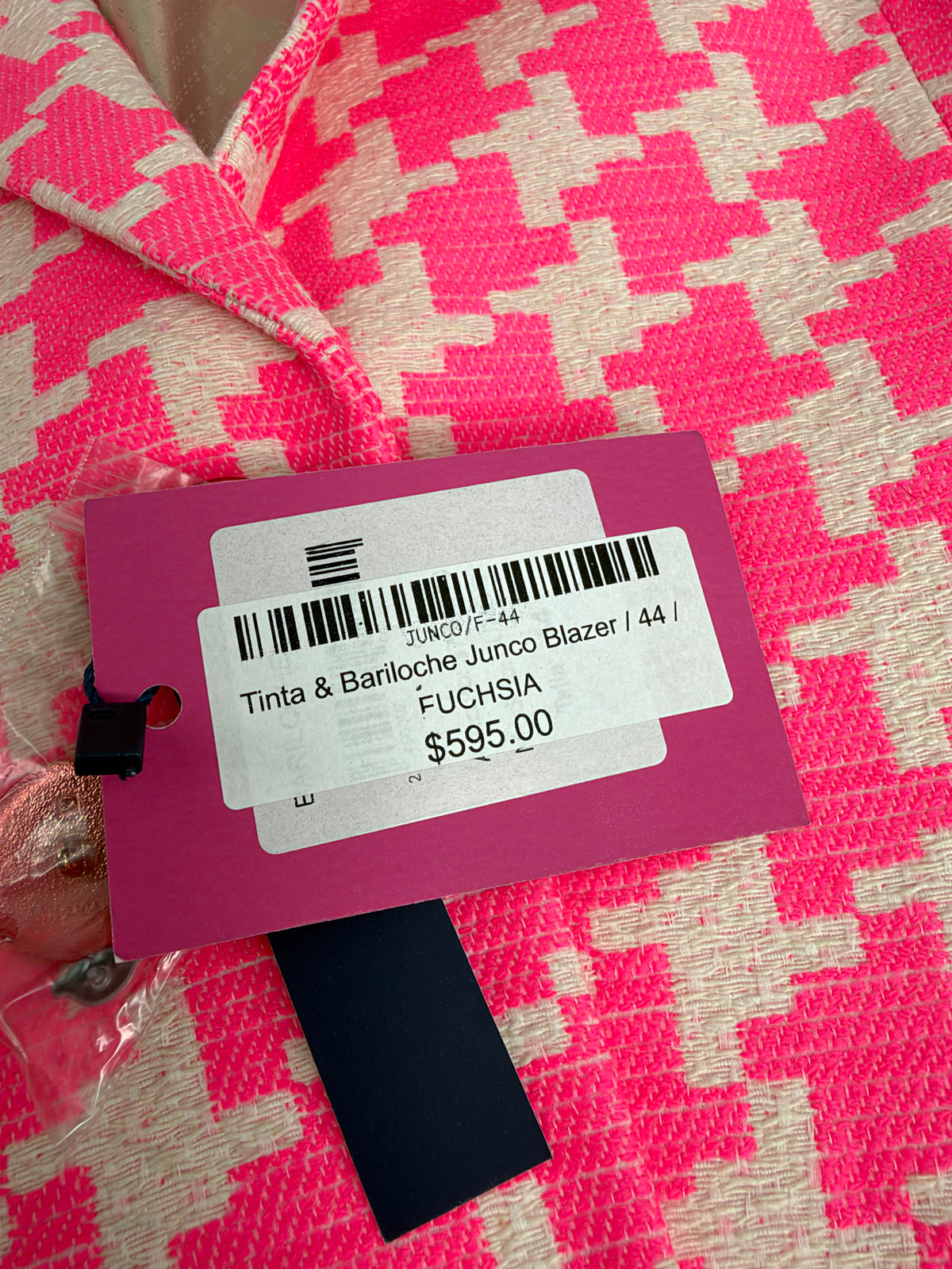 Tinta & Bariloche Junco Hot Pink & Cream Houndstooth Blazer NWT - AU12/14