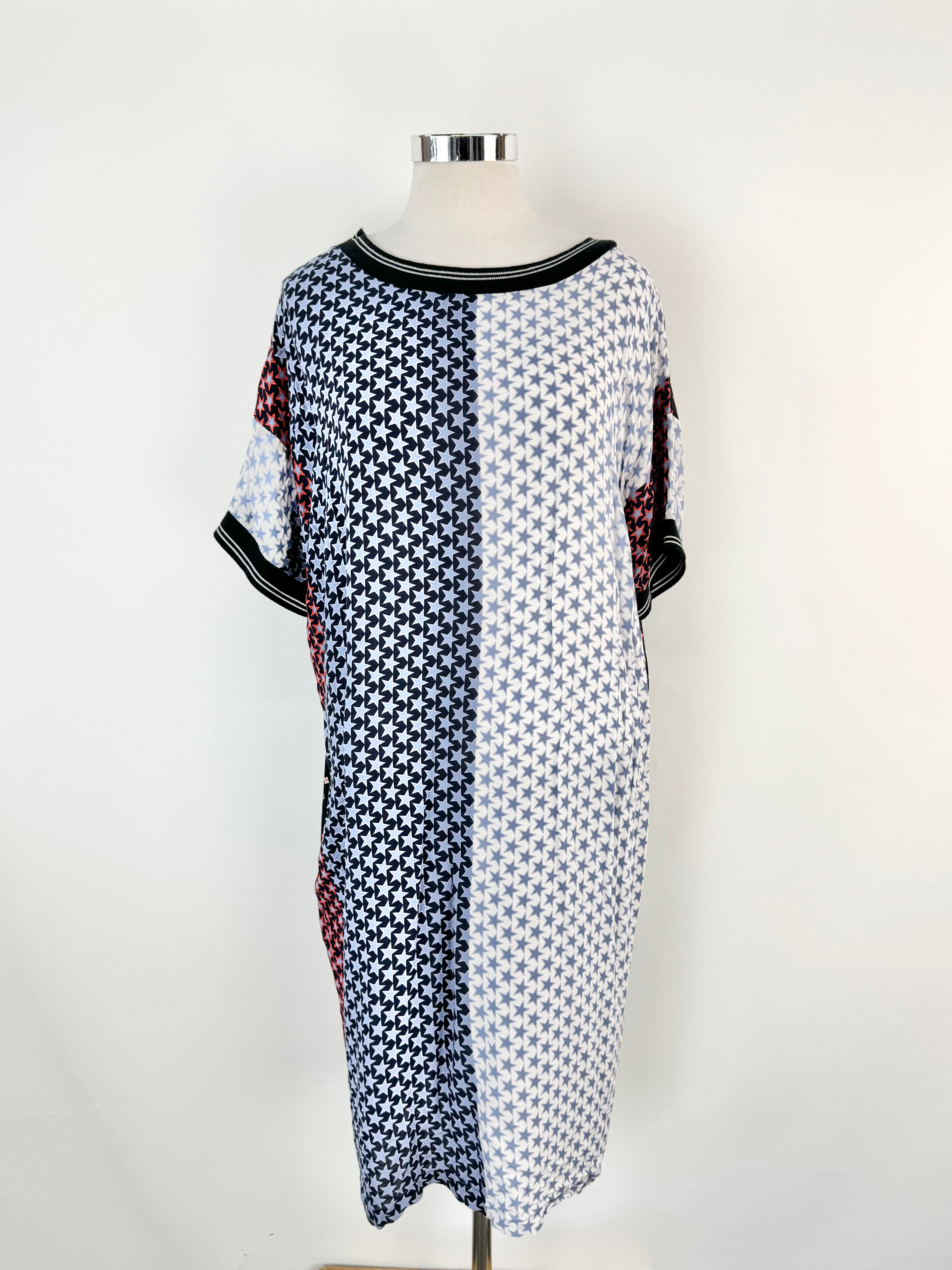 Zambesi 'Fame' Blue Red & Black Star Patterned Dress - AU12/14