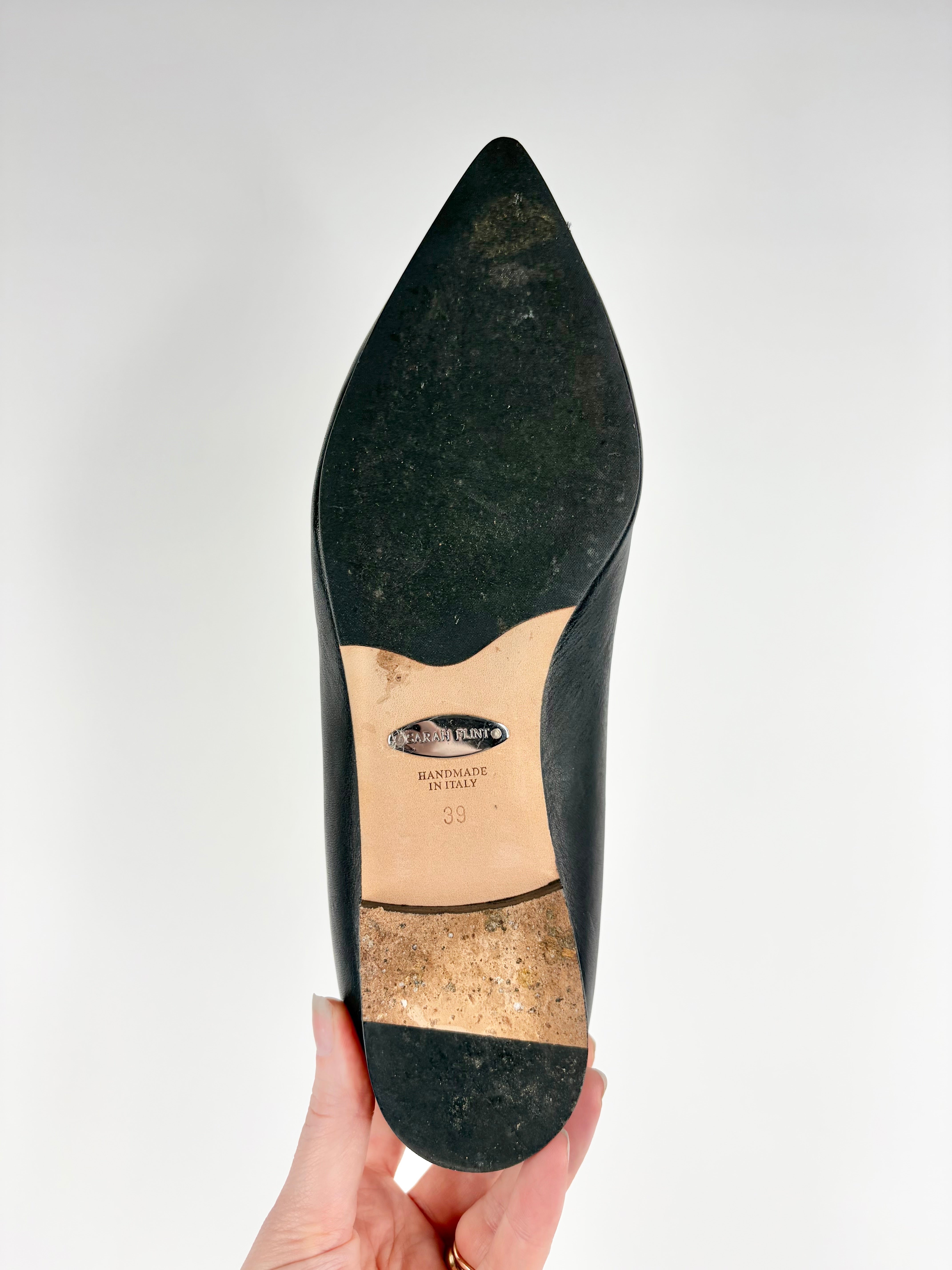 Sarah Flint 'Natalie' Black Pointed Toe Ballet Flats - EU39
