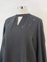 Liz Jordan Black Keyhole-Neck Sequin Blouse NWT - AU18