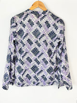 Tory Burch Purple, White & Blue Patterned Cotton Blouse- AU10