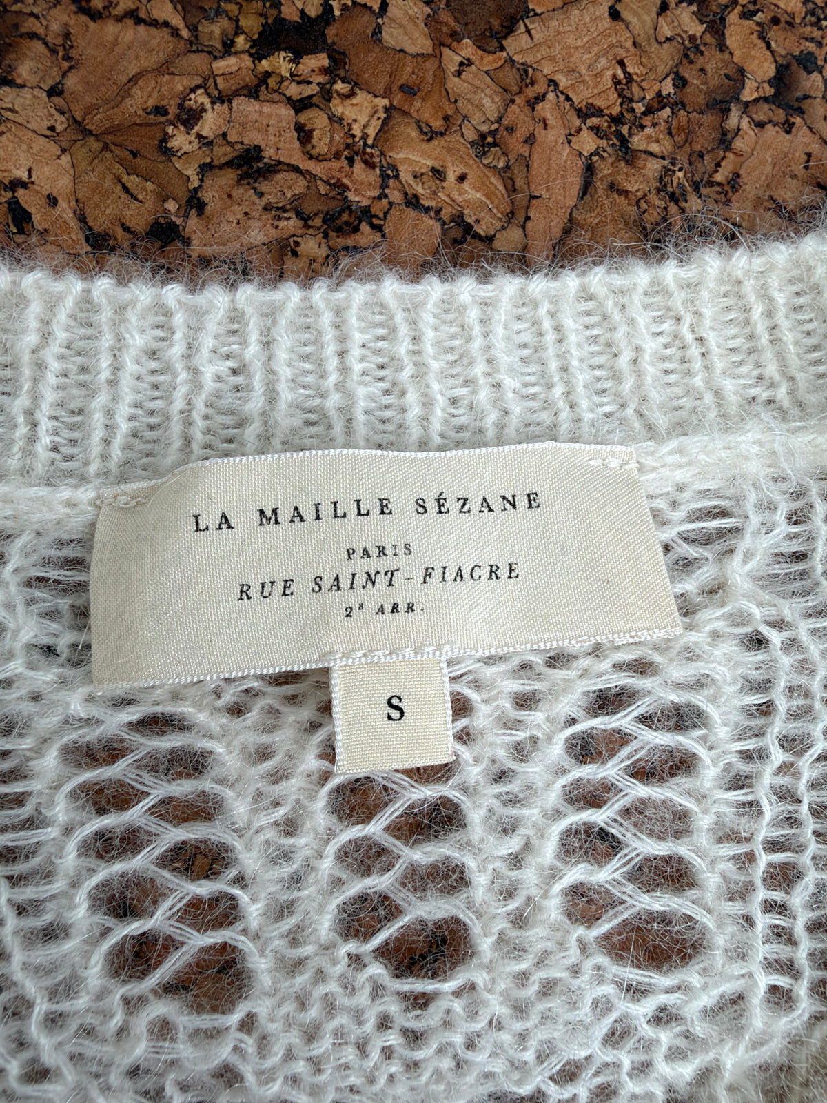 Sézane Vintage Style White Lace Merino & Mohair Blend Cardigan - AU8/10