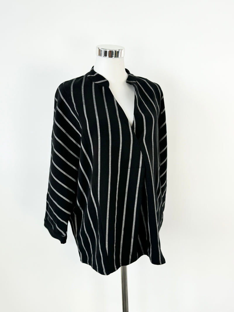 Saints the Label Black & Grey Stripe Blouse - AU10