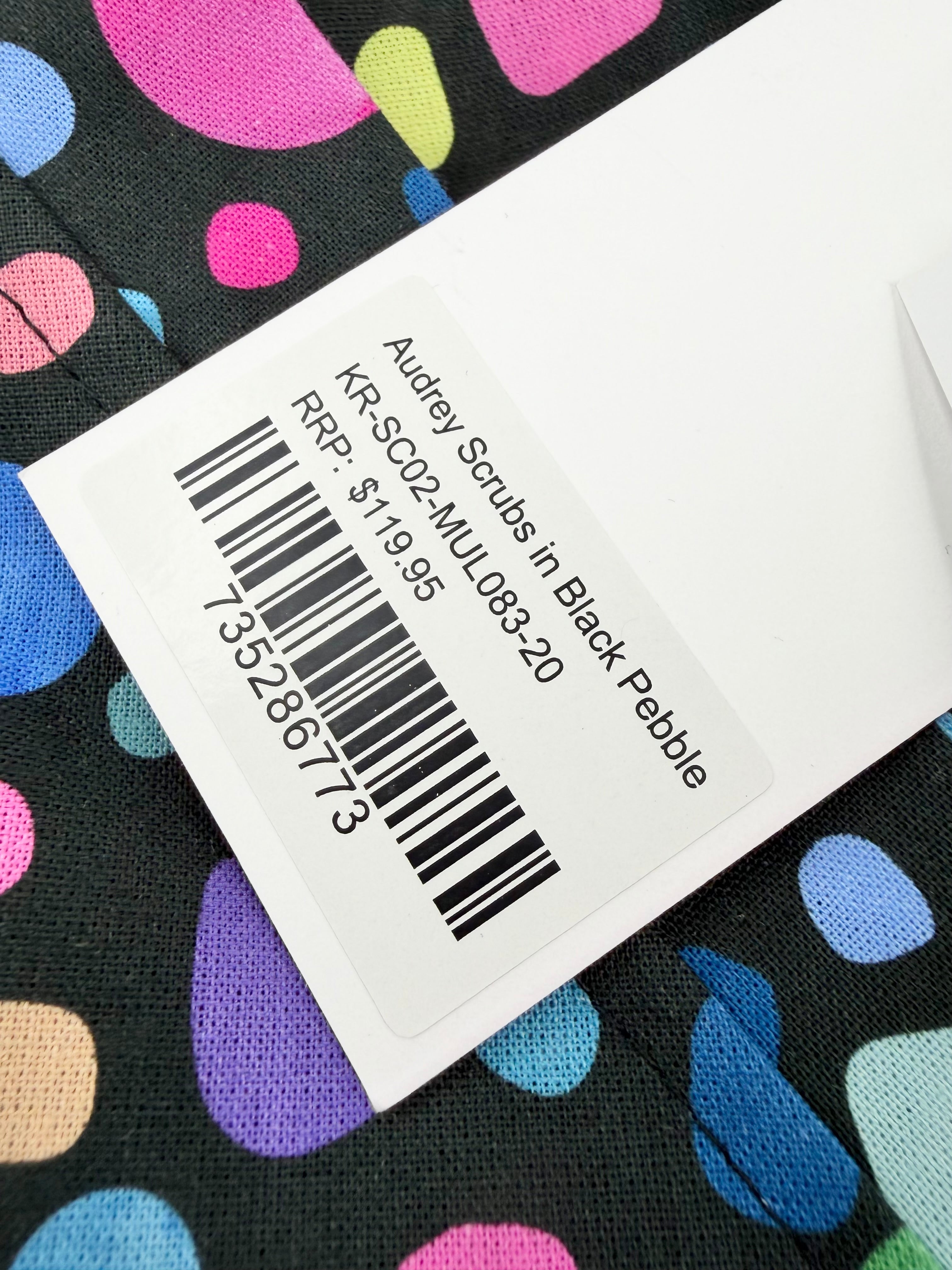 Proud Poppy Black & Multicolour 'Audrey, Pebble' Scrubs NWT - AU20