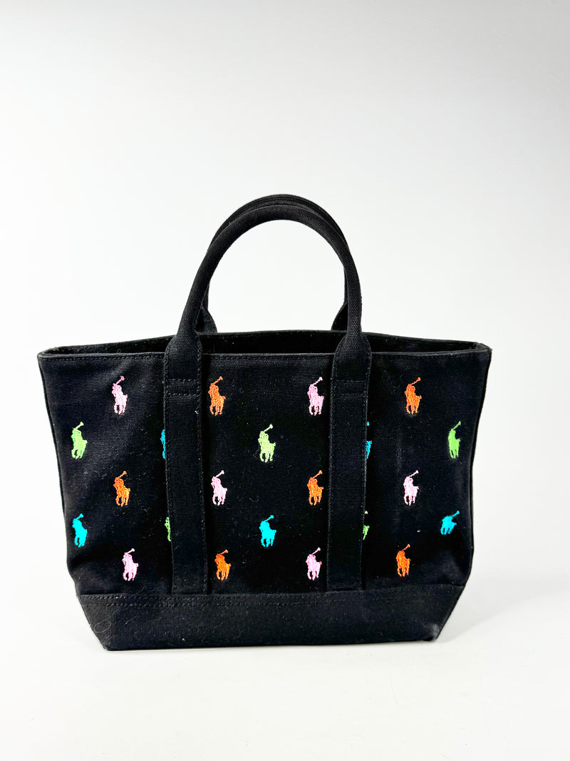 Polo Ralph Lauren Black Cotton Mini Tote Bag