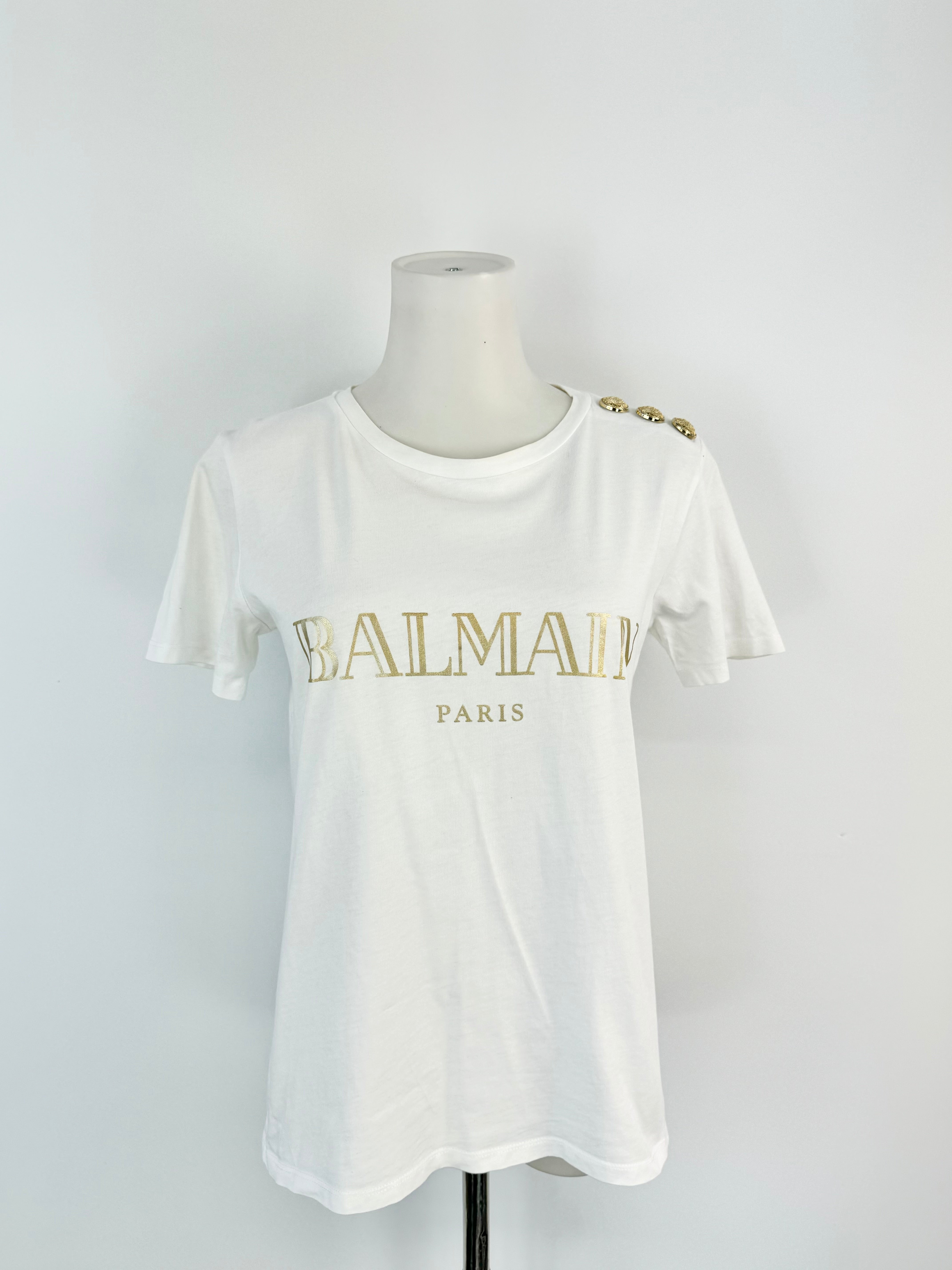 Balmain White Gold Logo T-Shirt - AU8/10
