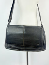 Braun Büffel Black Leather Messenger Bag