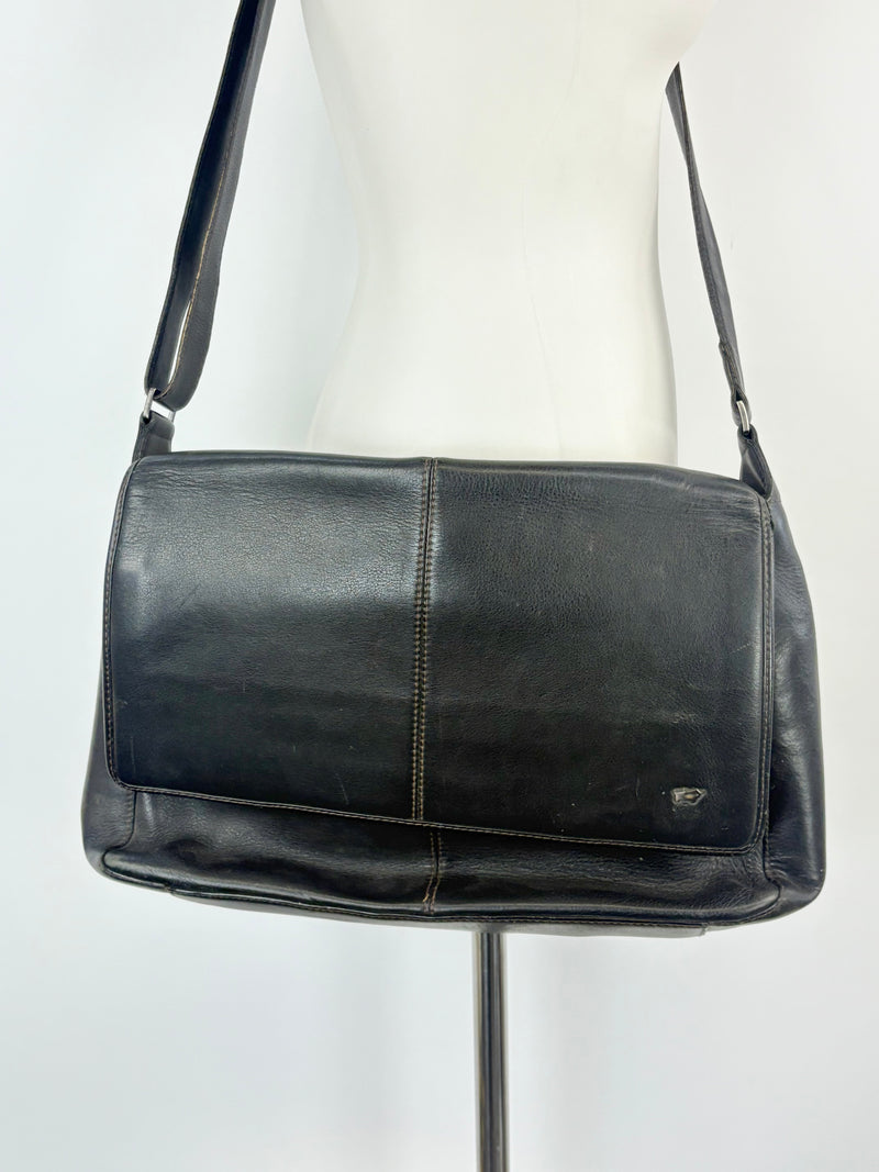 Braun Büffel Black Leather Messenger Bag