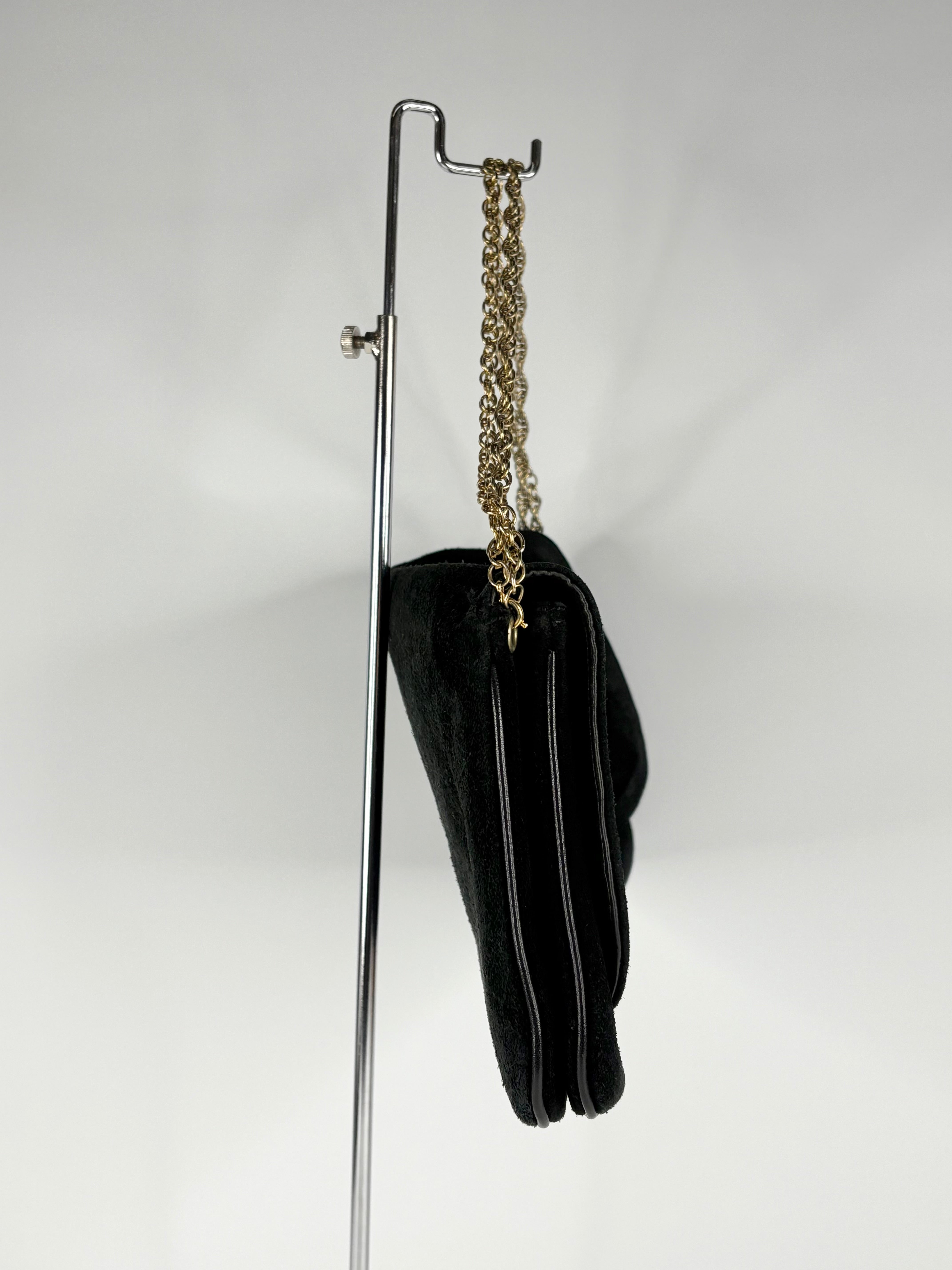 Vintage Italian-Made Black Suede Evening Bag