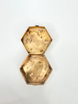 Vintage Hexagon Gilt & Bone Tin