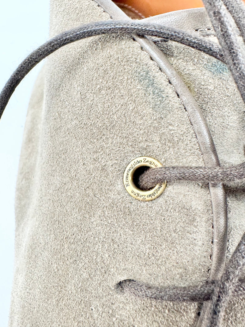 Zegna Suede Geige Lace Up Shoes - US8.5