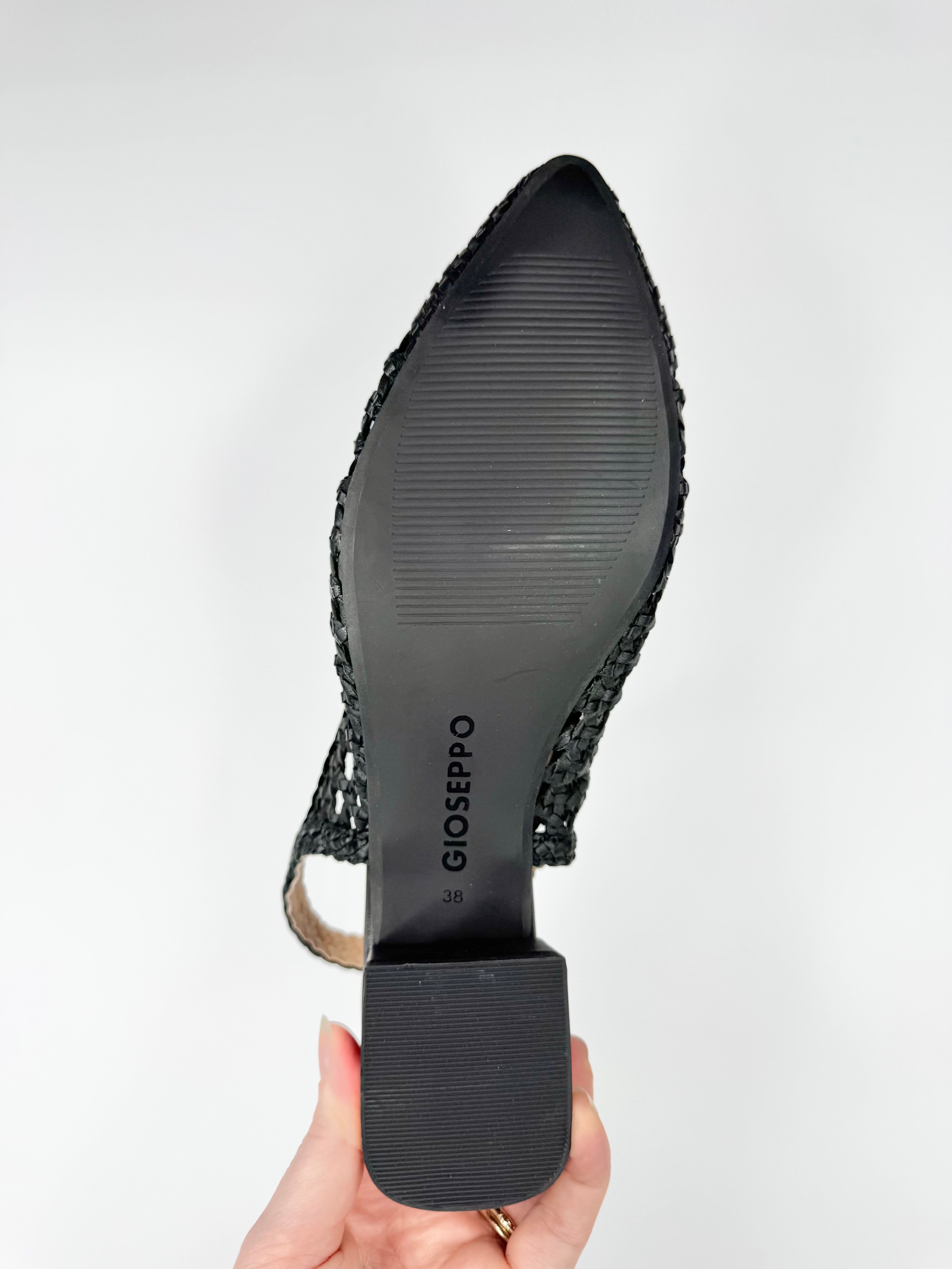 Gioseppo Black Woven Pointed Toe Flats - EU38