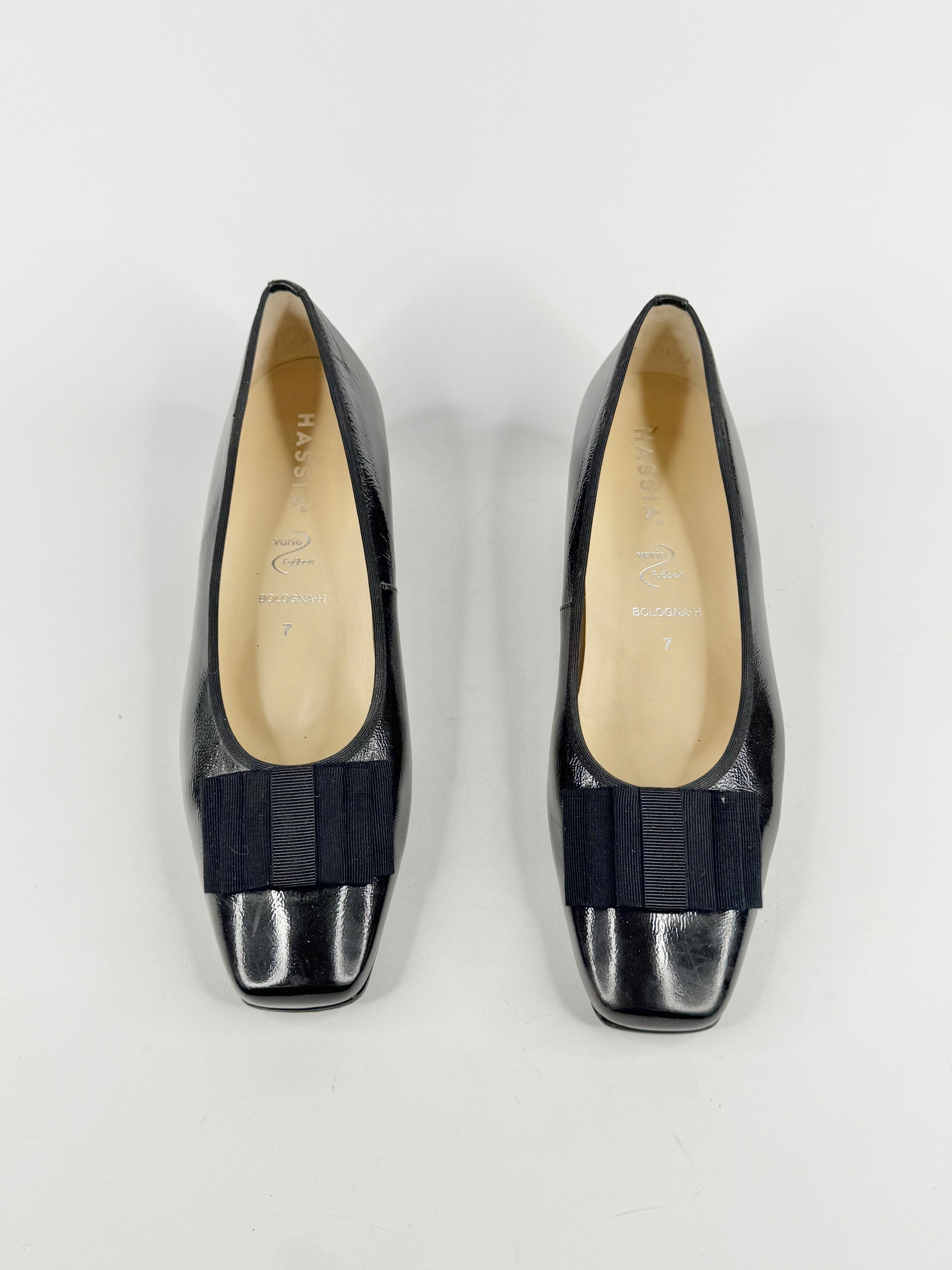 Hassia Black Patent Leather Block Heels - EU39