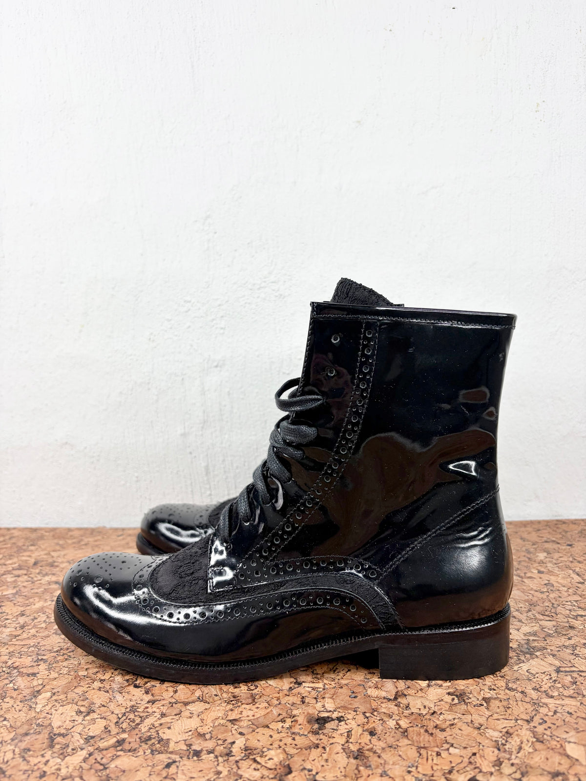 Maliparmi Black Leather & Fabric ‘Precious’ Jacquard Boots - EU41