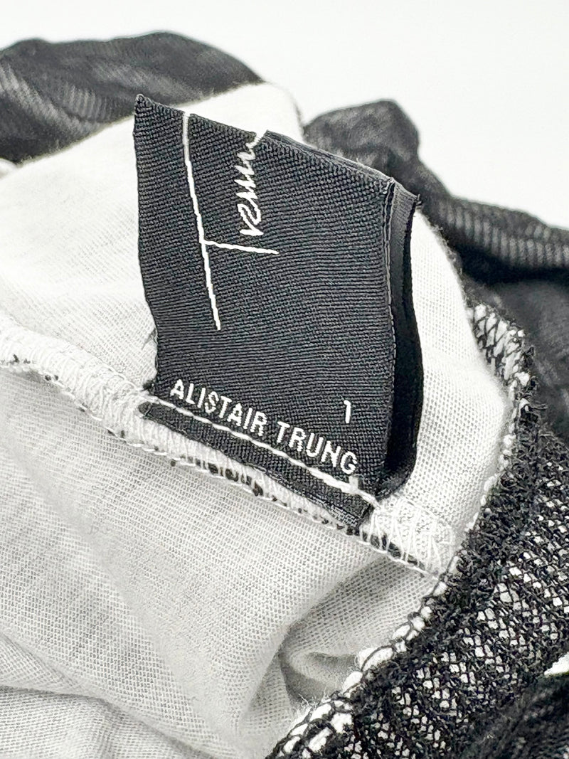 Alistair Trung Black & White Rib Cowl-Neck Tunic - AU8/10