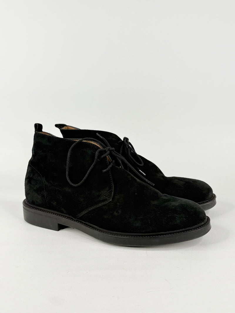Calpierre Napoli Black Suede Lace-Up Ankle Boots - EU42