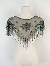 Vicsin Australia Vintage Black Mesh Embellished Mini Cape