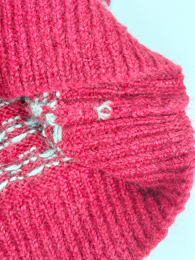 Handmade Vintage Red & Grey Alpaca Knit Sweater - AU10/12
