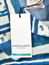 Scotch & Soda Blue & White Stripe Paisley Pattern Top NWT - XXL