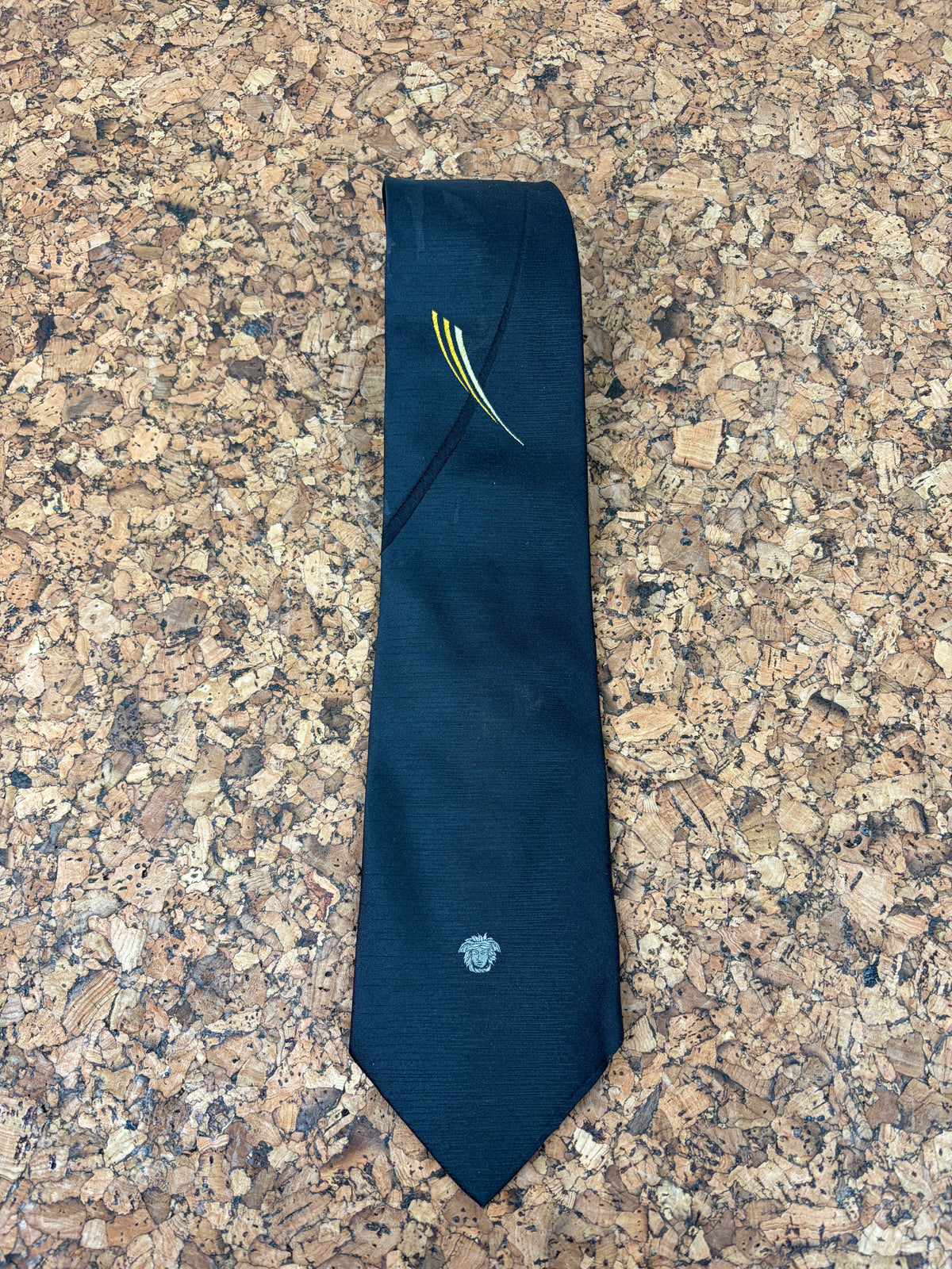 Vintage Gianni Versace Black Medusa Head Embellished Tie
