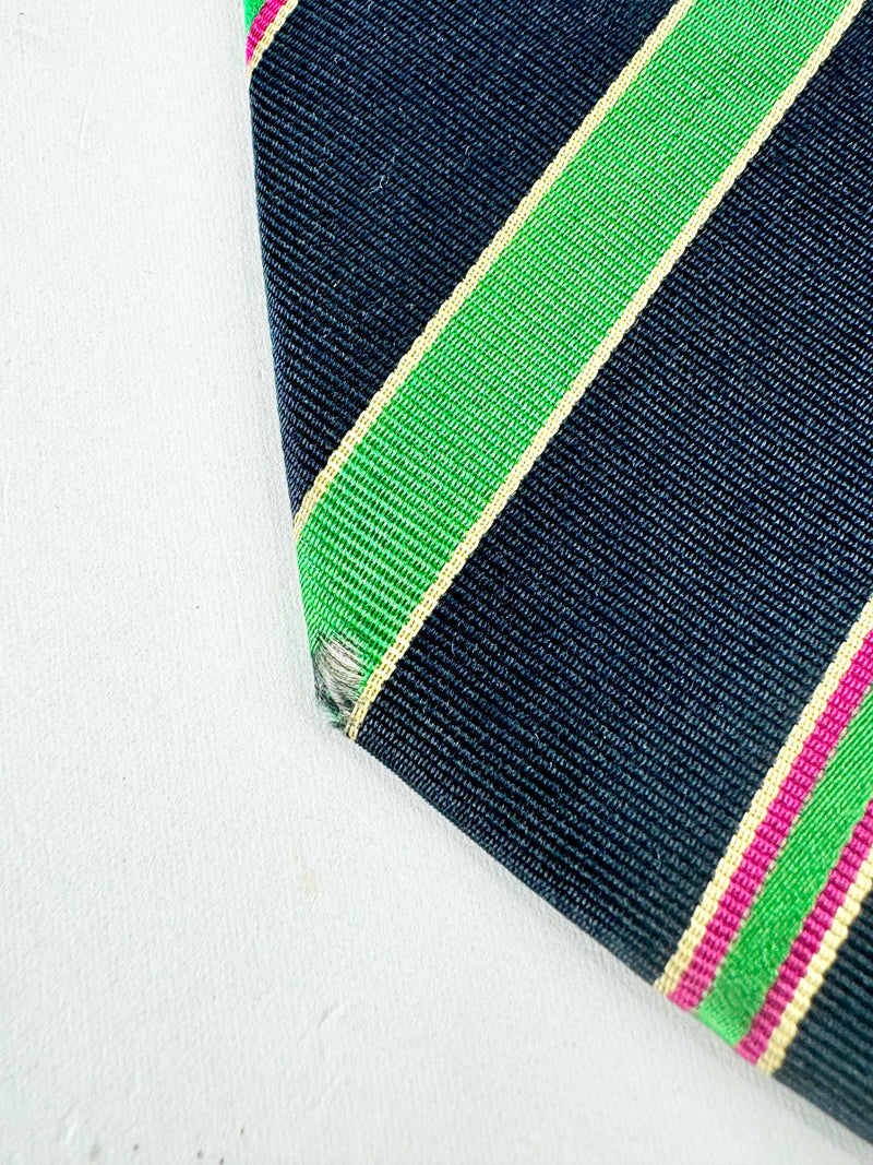 Vintage Blue & Green Stripe Silk Tie