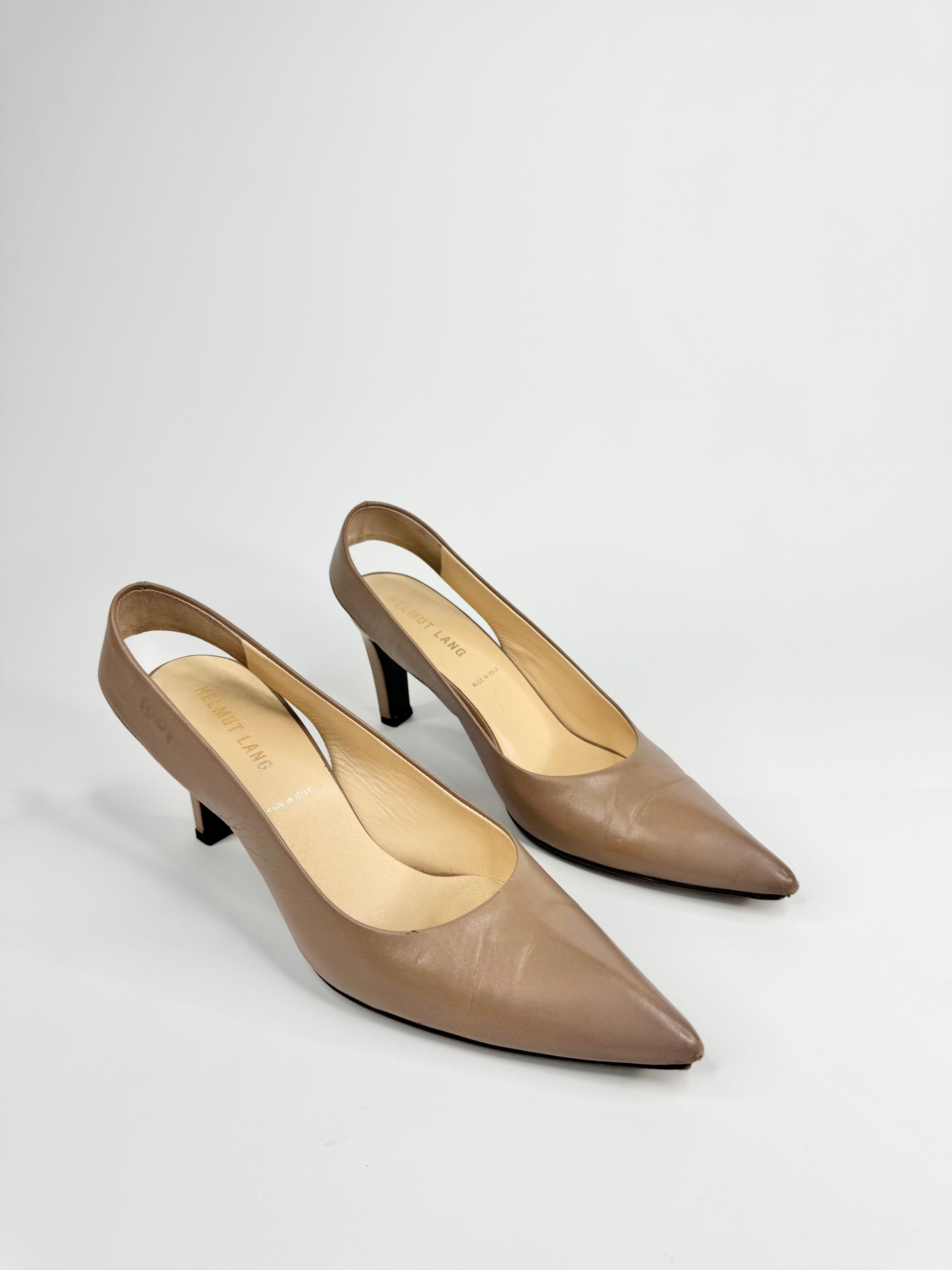 Helmut Lang Taupe Sling Back Pumps - EU37