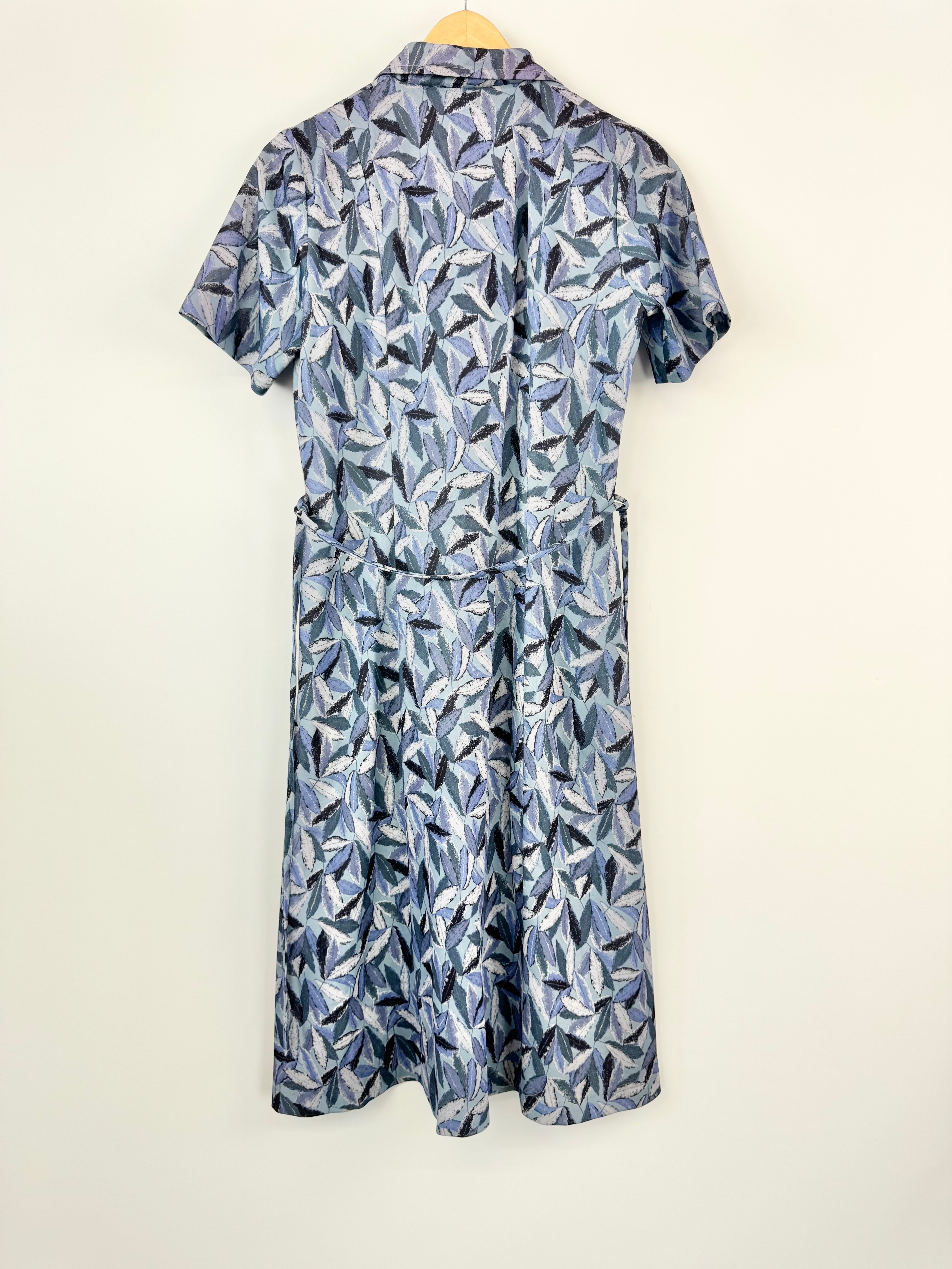 Judy Garments Vintage Blue & Violet Patterned Dress - AU12/14