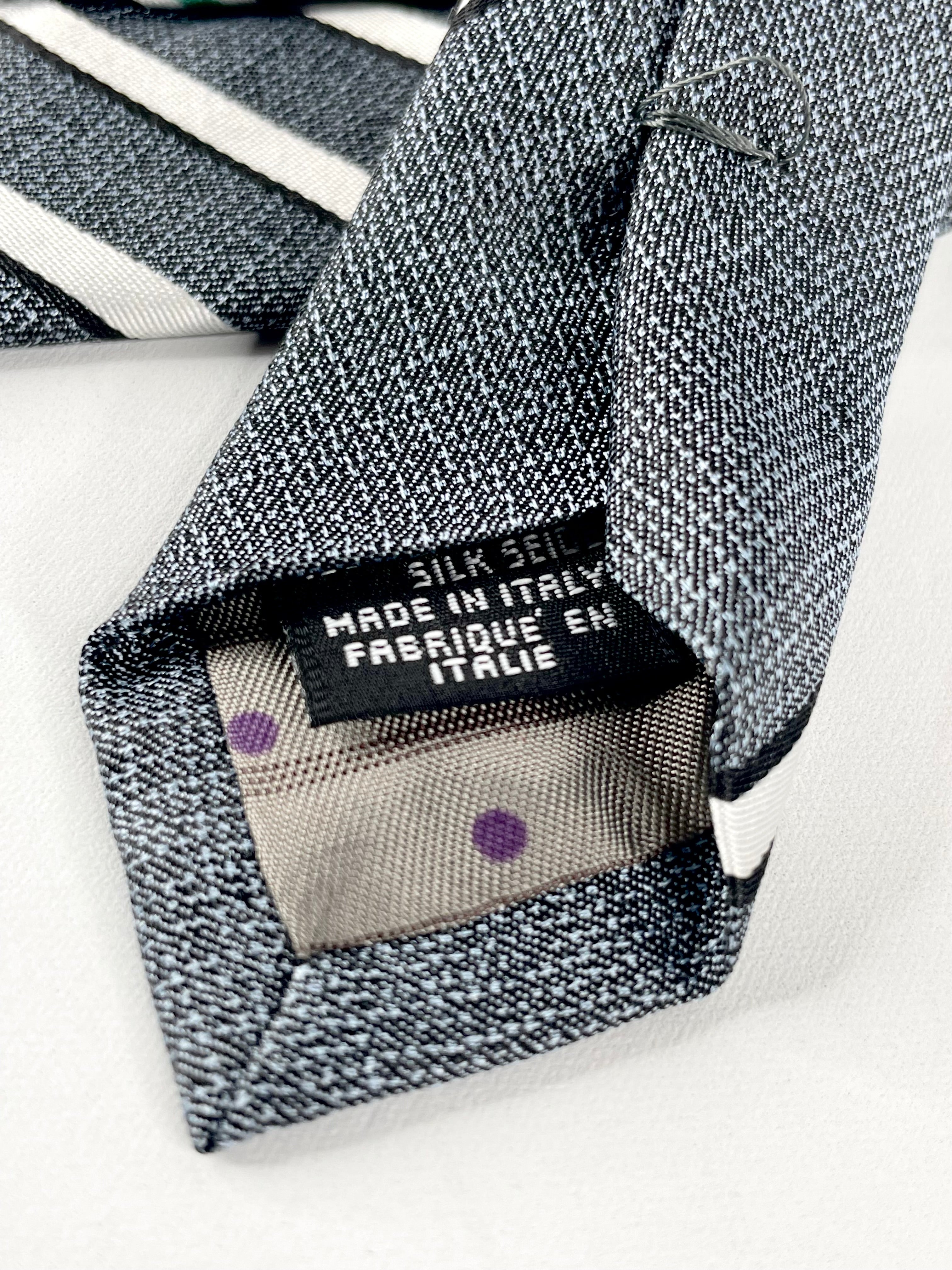 Kenzo Stone Blue Striped Silk Tie