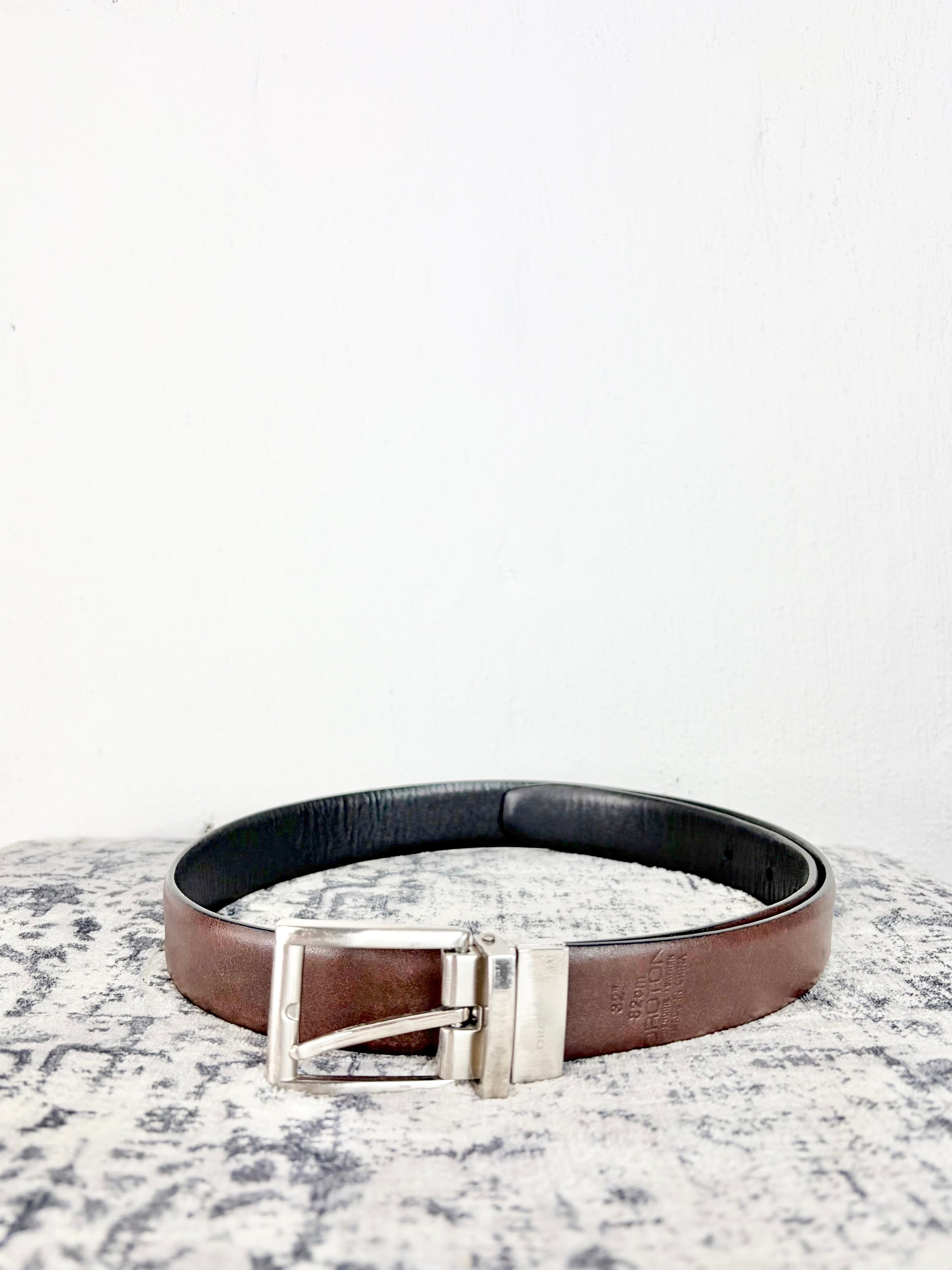 Oroton Walnut Leather Belt
