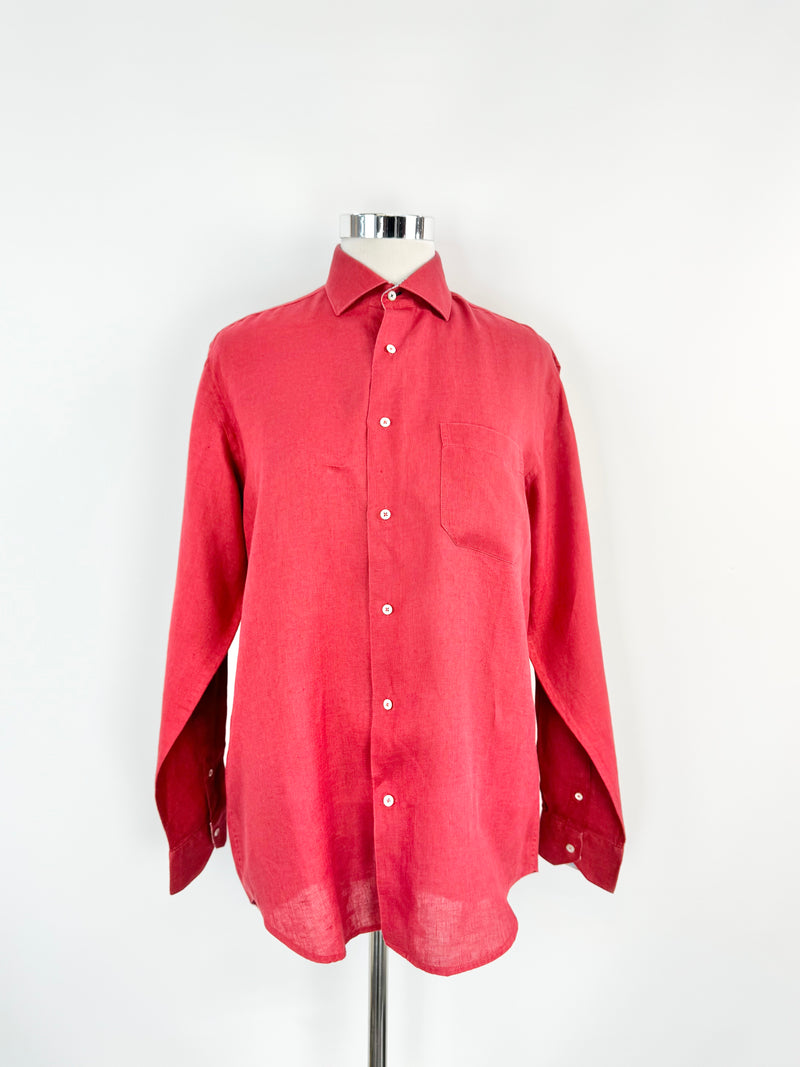 Antonelli Strawberry Red Linen Shirt - L