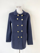 Carine Midnight Blue Wool Double Breasted Wool Coat - AU10