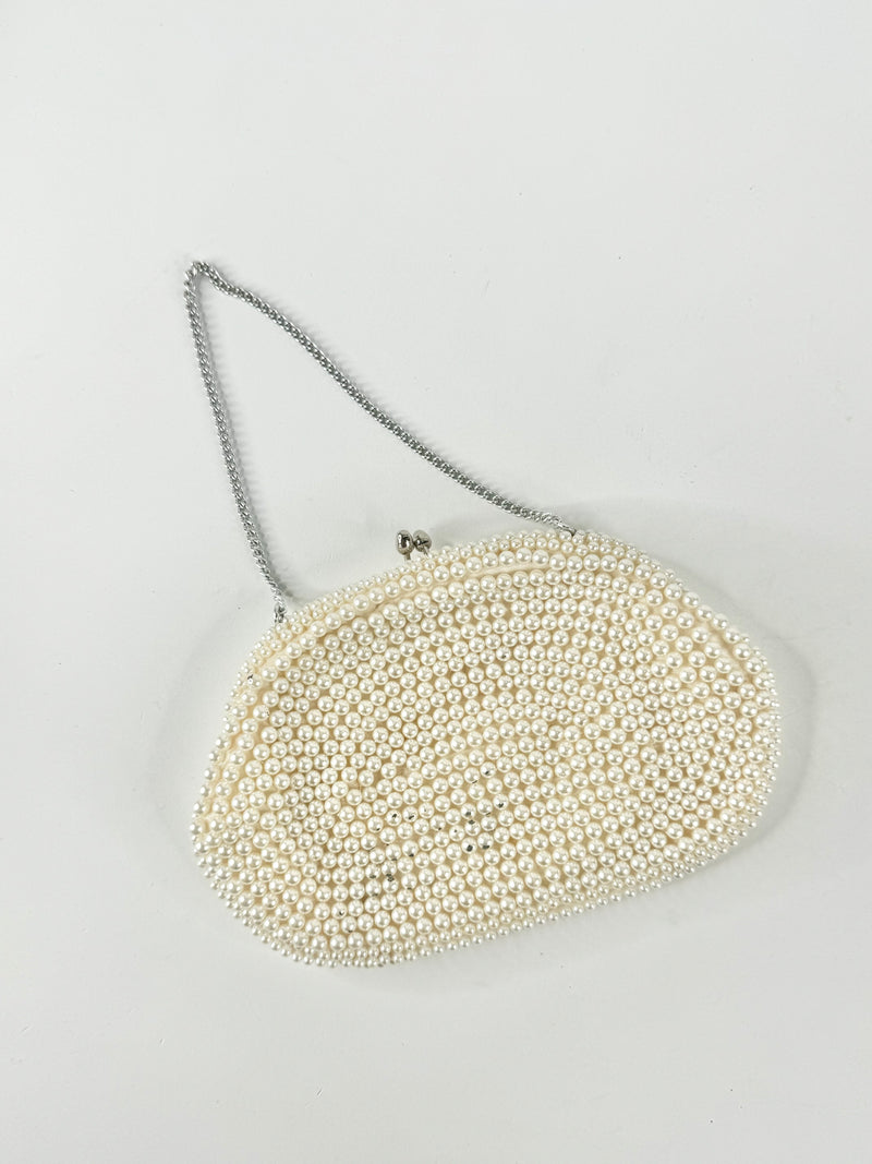 Vintage Faux Pearl Beaded Evening Bag