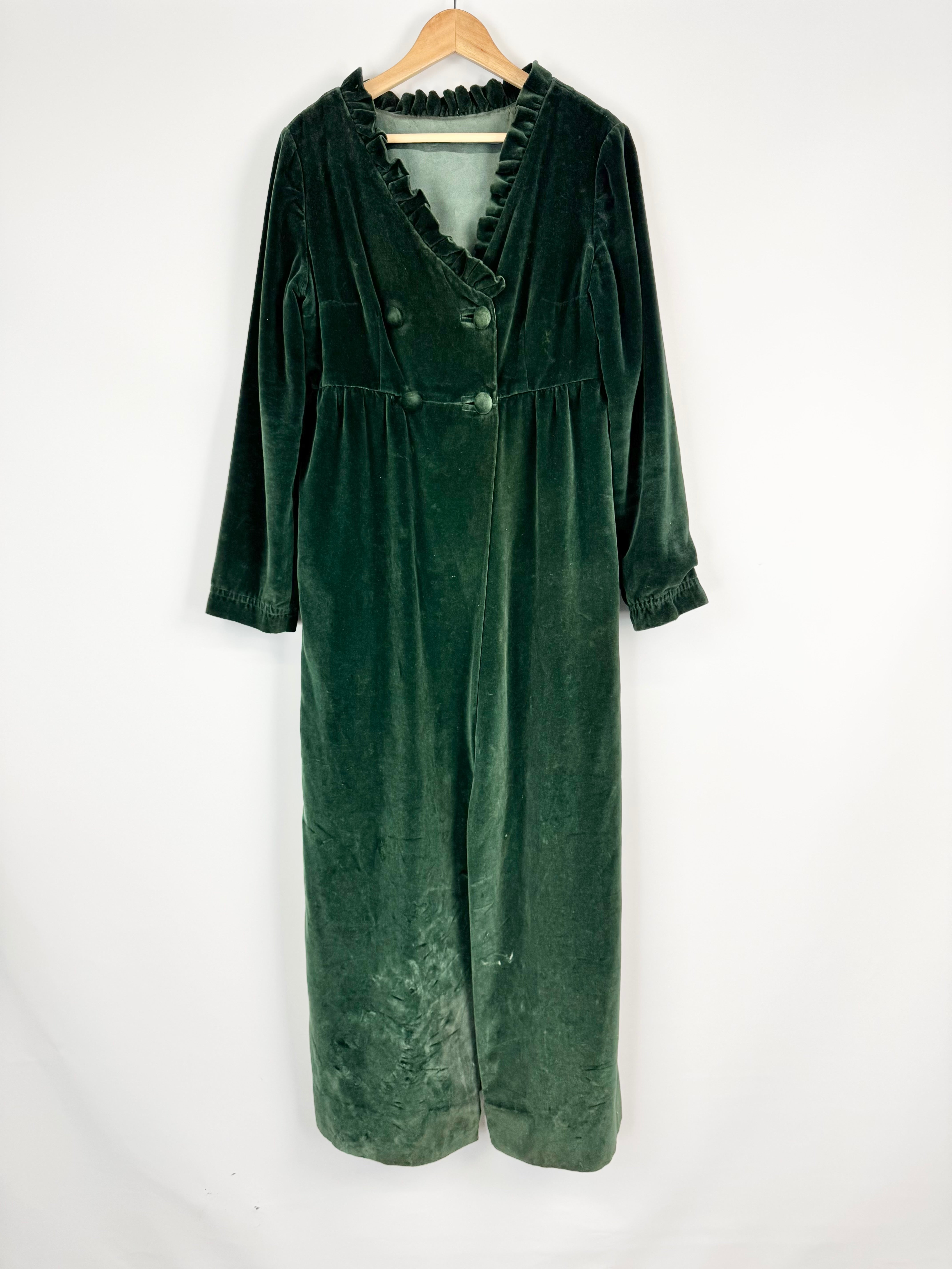 Vintage Forest Green Regency Style Velvet Jacket - AU12