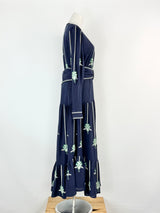 Once/Was 'Grove Embroidered Linen & Viscose Pleat Sleeve Maxi' NWT - AU8