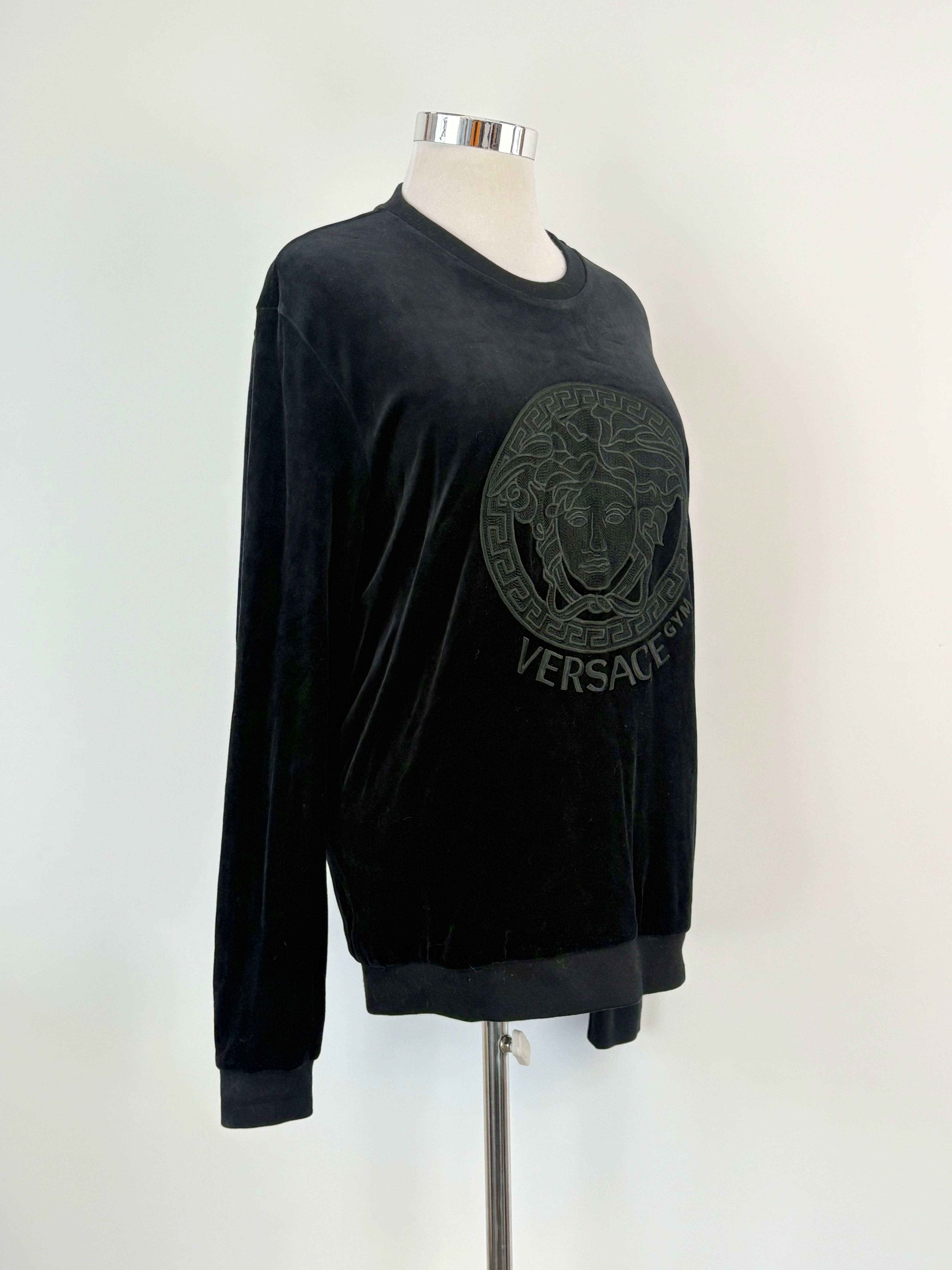 Versace Underwear Black Velour Medusa 'Gym' Crewneck - M