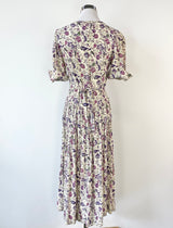 Vintage 90s Jacqueline Purple Floral Rayon Dress - AU8