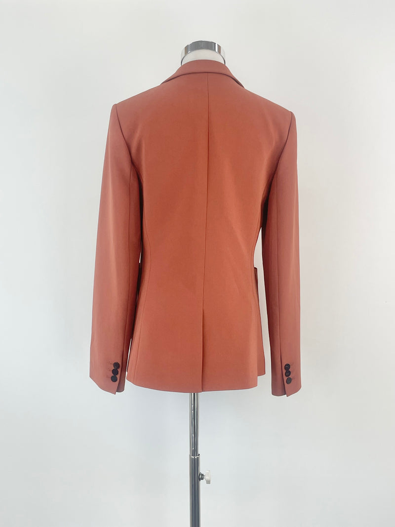 Theory Clay Red 'Gabrielle P2' Crepe Fitted Blazer - AU8/10