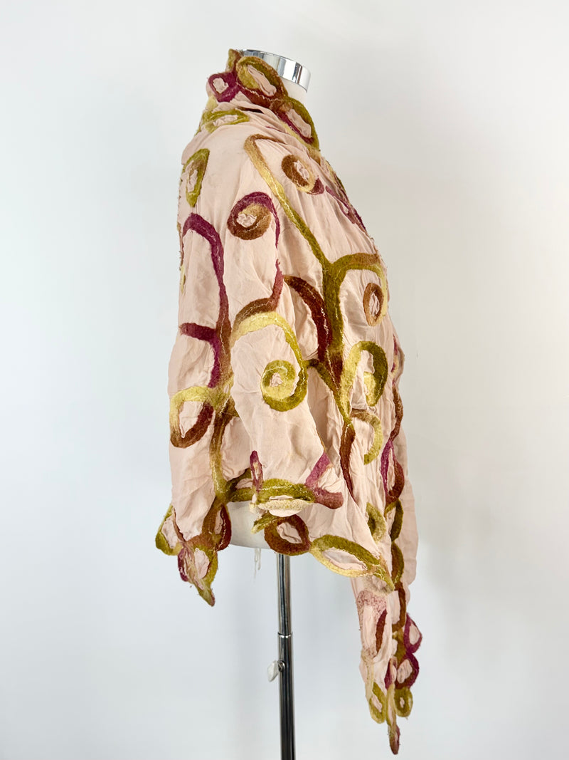 Charlotte Simmonds Dusty Rose Silk & Felt Scarf