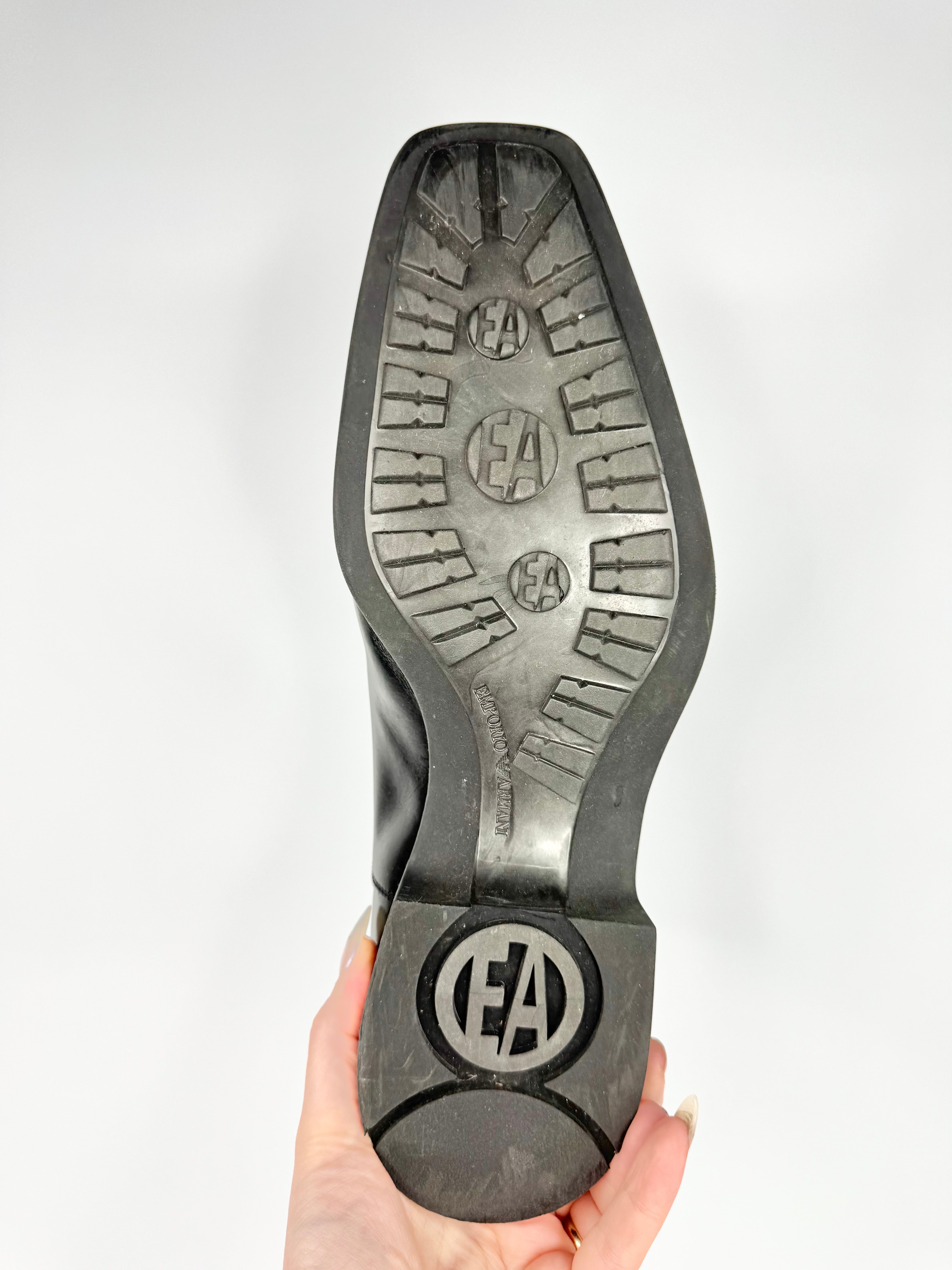 Emporio Armani Black Brogue Pattern Shoes - EU43.5