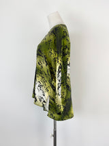 Go> by Go Silk Green & Black Patterned Blouse - AU8