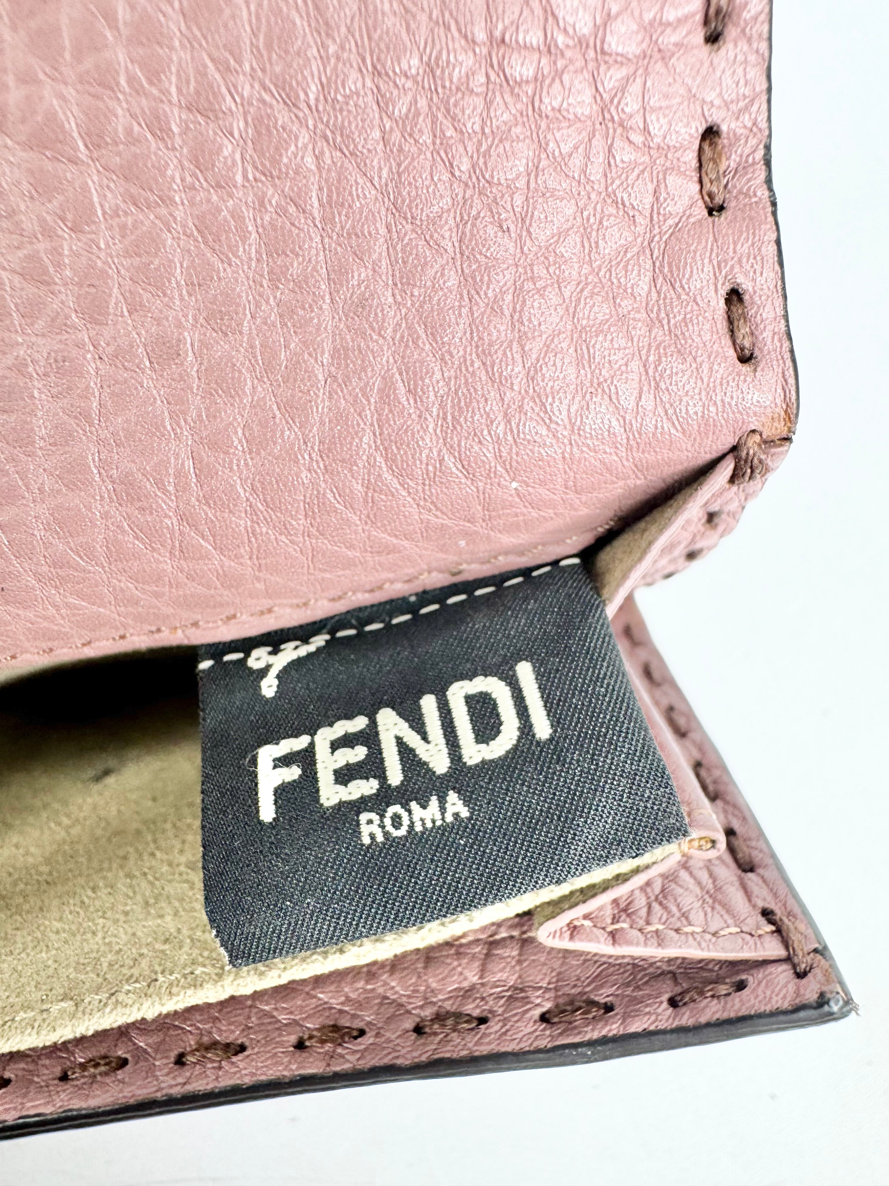 Fendi Blush Pink Peekapoo Tri-Fold Calf Leather Wallet